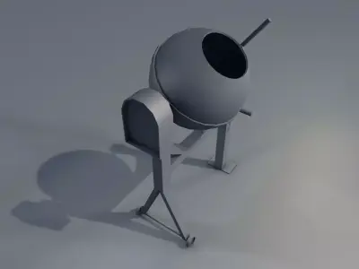 Low poly Cement Mixer ready for texturing and game with material Low-poly 3D model