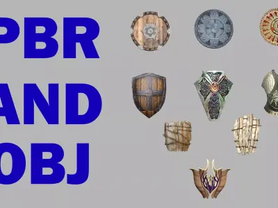 Medieval Viking Shields Set Low-poly 3D Model Low-poly 3D model purchase