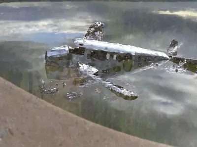 Airplane 3D model crash wrecked 3D model