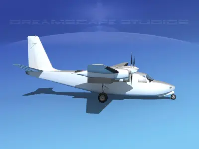 Aero Commander 500 Bare Metal 3D model