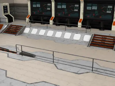 Low-Poly Sci-Fi Control Room Low-poly 3D model