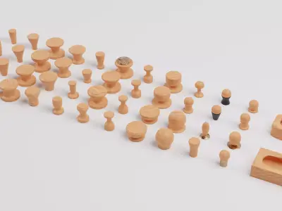 50 Wooden Furniture Handles 3D model