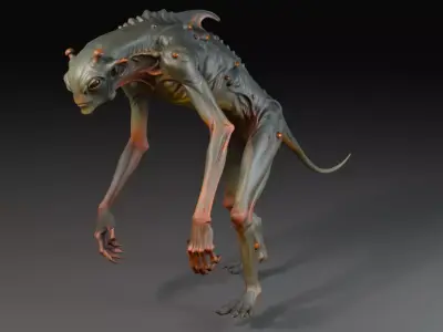 Pack of 3 Realistic Alien High Detail Sci Fi Character Low-poly 3D model