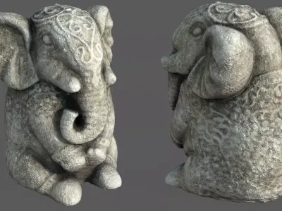 SITTING ELEPHANT Low-poly 3D model