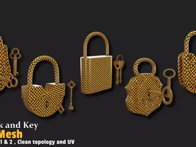 10 Lock and Key Base Mesh VOL01 Low-poly 3D model