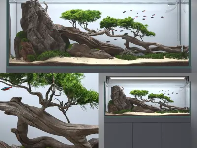 Aquascape aquarium Nature 3D model