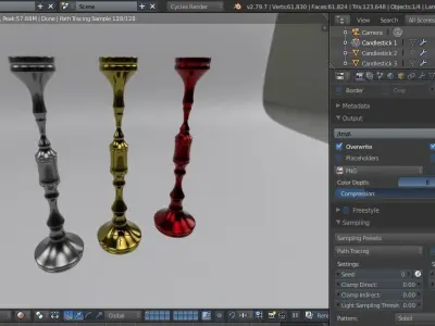 Candlestick office table with silver vase on top Free 3D model