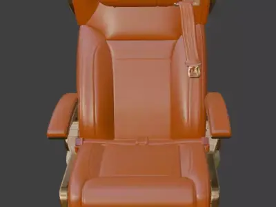 Luxury VIP Aircraft Seat Orange Leather Gold 3D Model 3D model