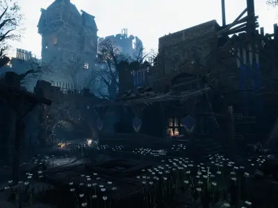 Medieval Castle-Medieval Village Environment Low-poly 3D model