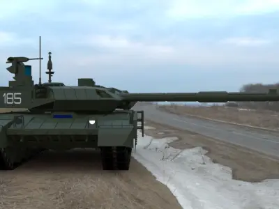 Clean T90MS Main Battle Tank Low-poly 3D model