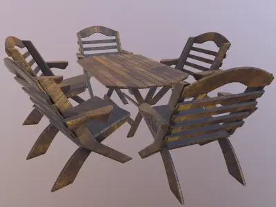  Garden Furniture Table Chair Free low-poly 3D model