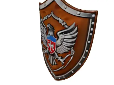 Worn Leather Shield with Metal Rim 3D model
