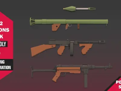 WW2 Weapons Pack Low-poly 3D model