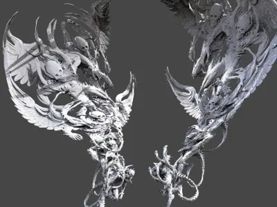 Silent Night Dark Angel statue wings 3D model