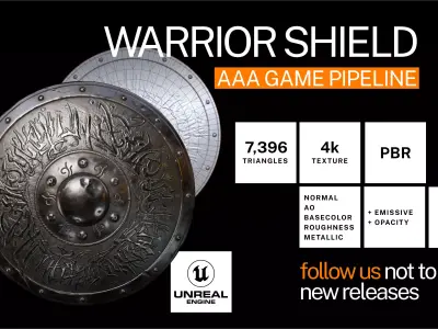  Real-time game ready 3d eastern shield Free low-poly 3D model