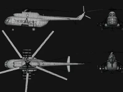 Military Transport Helicopter Low-poly 3D model