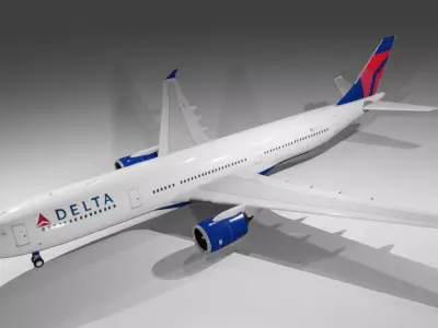Delta airlines airbus a330-900 neo with cockpit  Low-poly 3D model