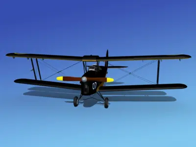 Dehavilland DH82 Tiger Moth V08 3D model