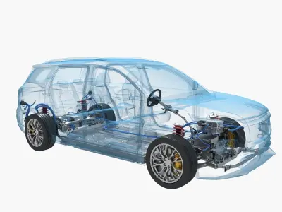 Electric SUV chassis X-ray 3D model
