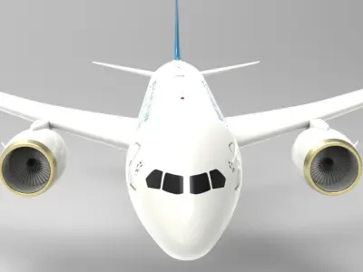 Airplane blue sky Low-poly 3D model