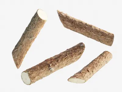 Scanned coniferous firewood Low-poly 3D model