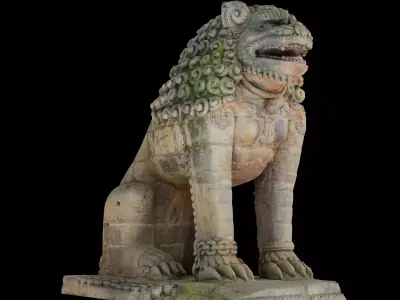 Lion guardian with 3 LOD - Nepal Heritage Low-poly 3D model