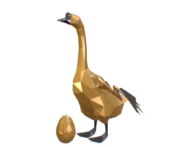 Animated Golden Goose Egg Lowpoly Art Style Low-poly 3D model