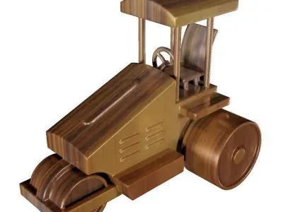 Wooden Road Roller Toy Low-poly 3D model