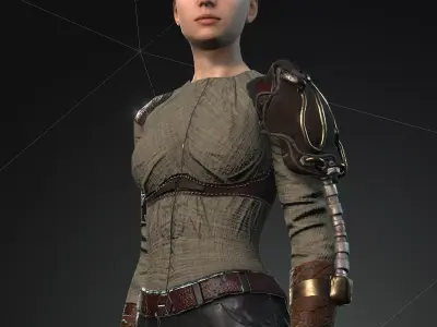 Steampunk rigged character Low-poly 3D model order