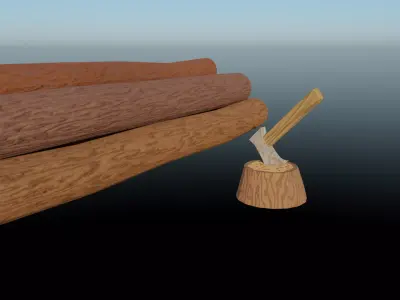 Axe and Logs Free 3D model