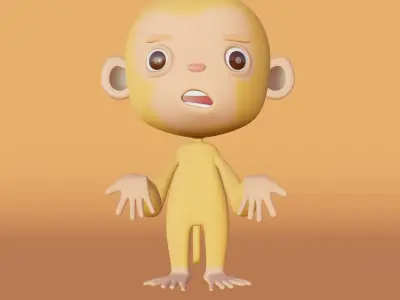 Yellow Monkey Low-poly 3D model