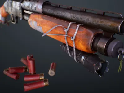 Apocalyptic Shotgun Low-poly 3D model