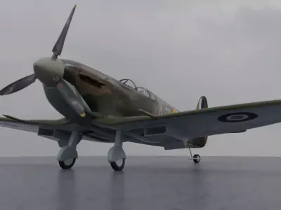 World War 2 Spitfire Low-poly 3D model