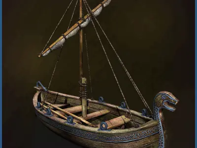 Medieval Boat Low-poly 3D model