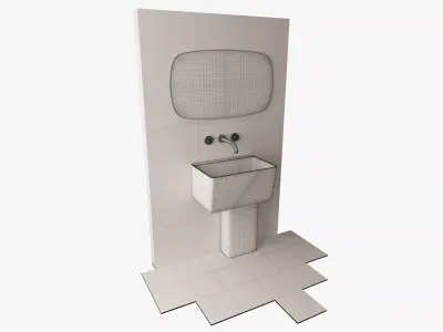 BathroomSet02 bathroom with sink and mirror Free 3D model