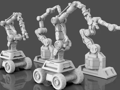 Industrial Robot Arms Pack Of 2 -Untextured 3D model