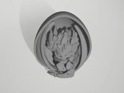 AcquaDragon Baby Sleeping inside an Egg 3D print model