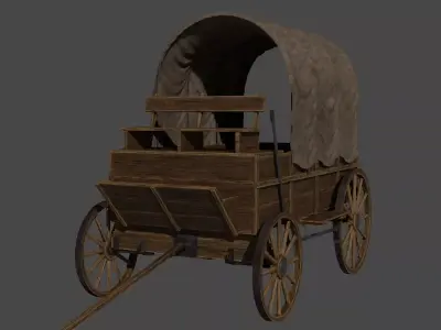 Medieval Wooden Old Cart 3D model