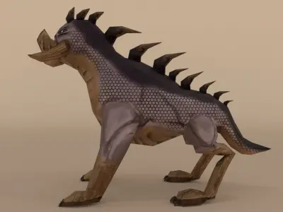 Creature dog with spikes Low-poly 3D model