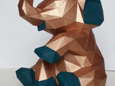 Baby Elephant lowpoly paper Free low-poly 3D model