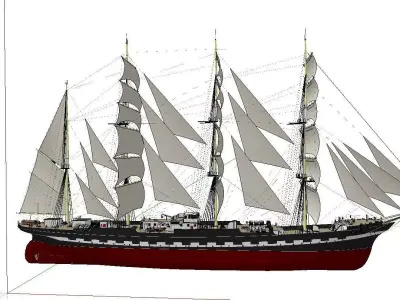 Russian Ship Kruzenshtern Low-poly 3D model
