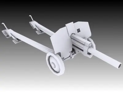 Soviet M30 122mm howitzer Low-poly 3D model