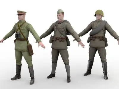 infantry USSR soldier Low-poly 3D model