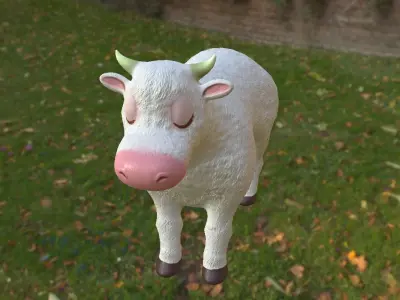 White Cow cartoon Low-poly 3D model