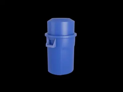 Commercial Plastic Round Trash Can and Dome Top Lid 3D model 3D model