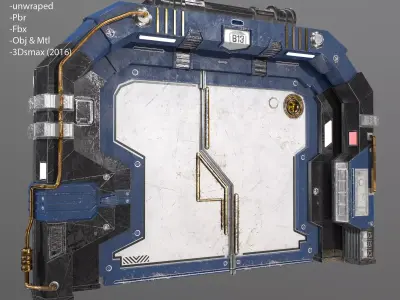 Lowpoly Scifi Spaceship Door Low-poly 3D model