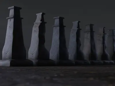 Hand Sculpted cemetery gravestones part 2 Low-poly 3D model