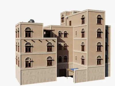 Yemen Apartment Block Low-poly 3D model