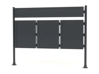 Billboard sign stand with four panels 3D model