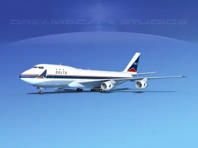 Boeing 747-100 Delta Airlines 3D model